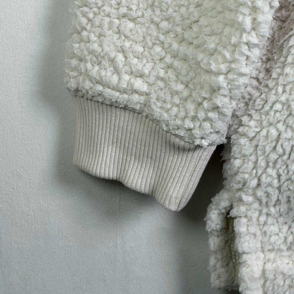 Aerie Women’s Sz M Dream Fleece Sherpa Half Zip Pullover Cream Cozy Minimalist - Picture 7 of 9